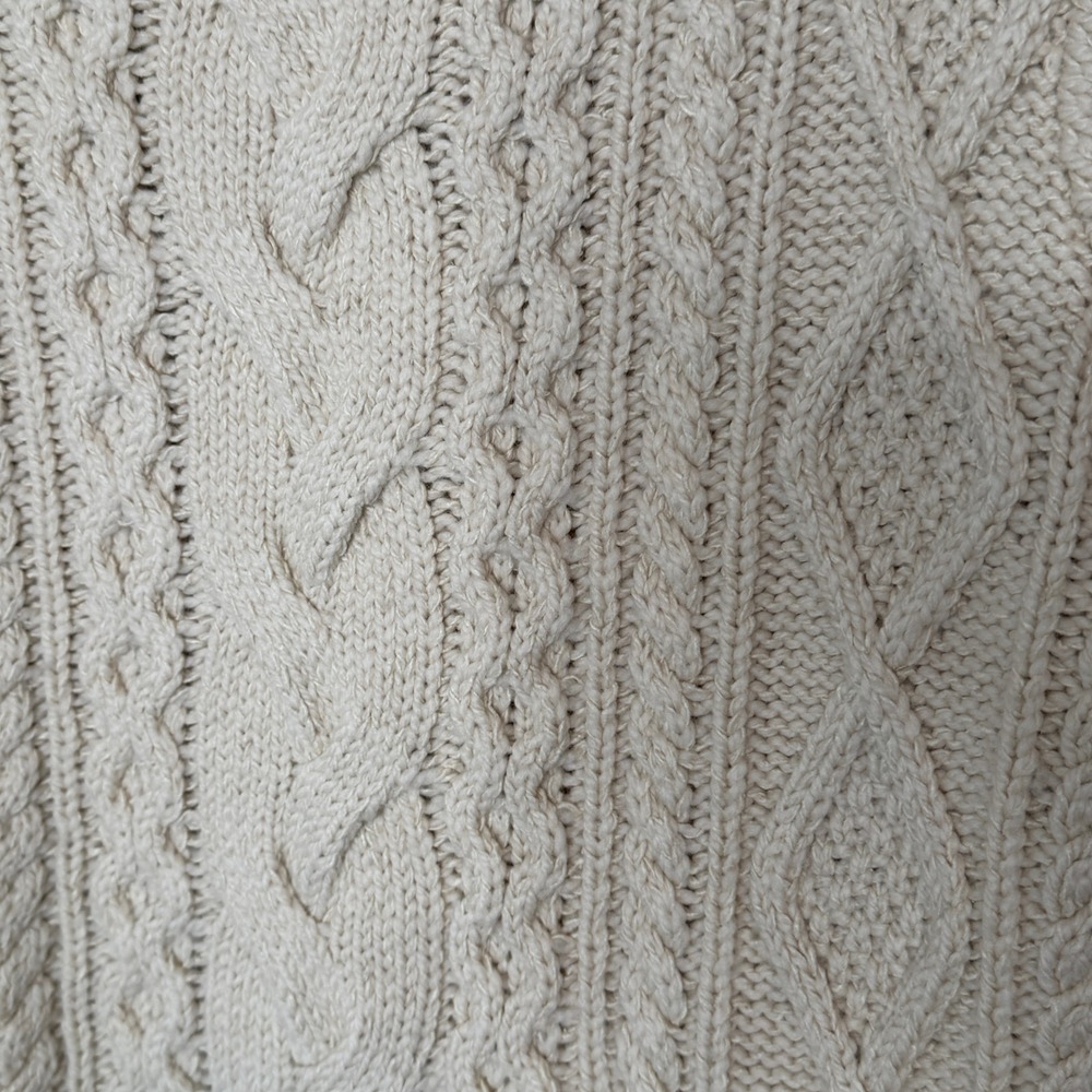 Ralph Lauren Double RL Cable Knit Wool Silk Sweater Dress Cream Mock Neck Medium - Picture 11 of 16